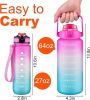 2 Pack Motivational Water Bottle With Straw, 27 oz & 64 oz Water Bottle With Times To Drink, Leakproof BPA & Toxic Free, Perfect For Office, School