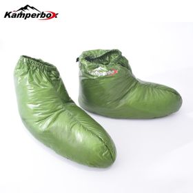 Kamperbox Down Slippers Down Socks Camping Down Booties For Sleeping Bag Camping AQ3 (Option: Lowsocks Green)