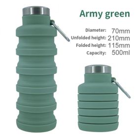 500ml outdoor retractable water bottle portable collapsible silica gel sports cup (Capacity: as shown, Color: A04 500ML)