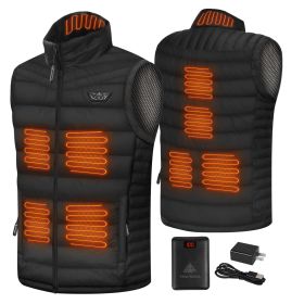 5 Pockets Men's Heated Vest with Battery Pack, Lightweight Down Rechargeable Electric Heated Apparel with 9 Heating Panels Black (size: XXL)